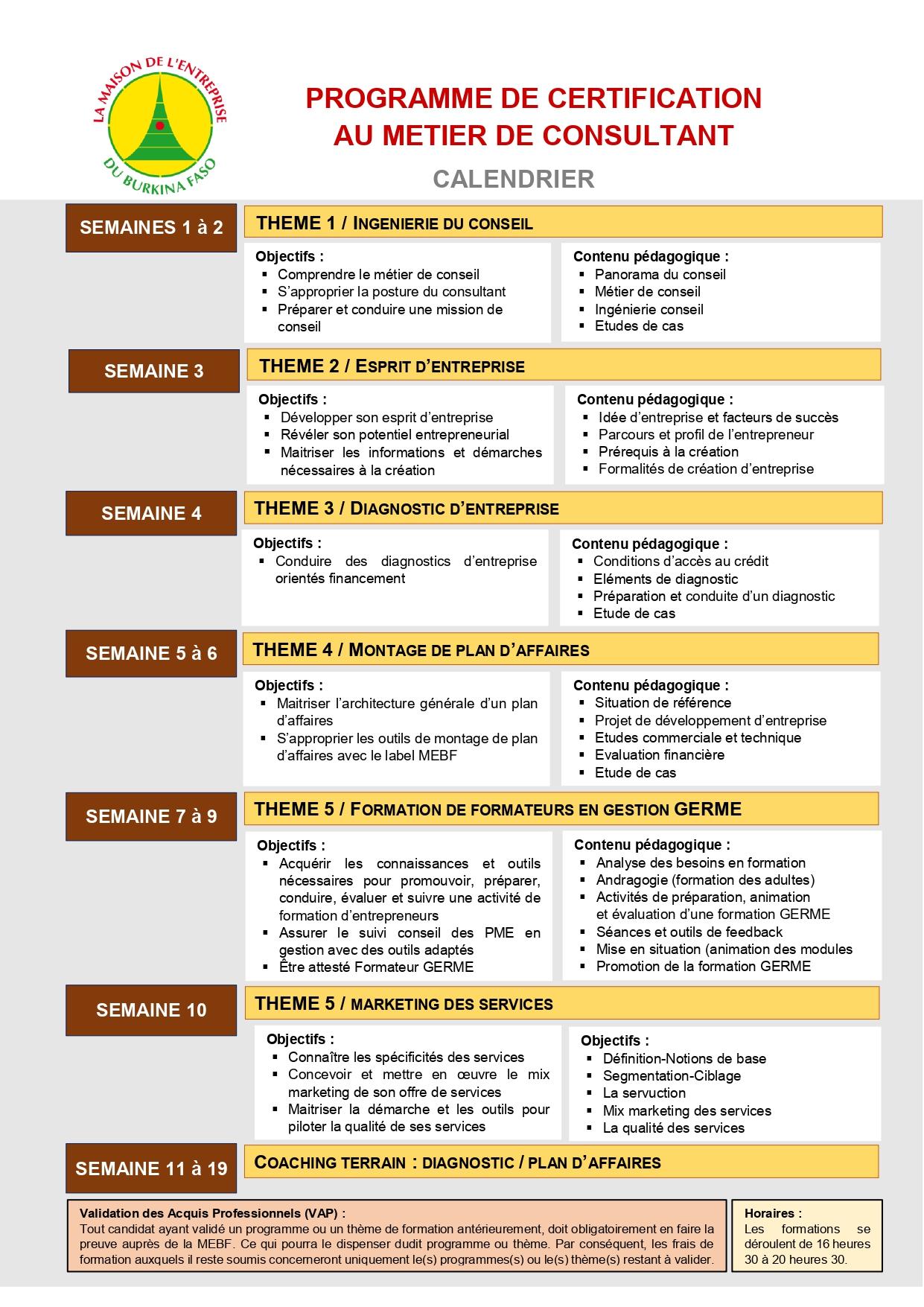 Fiche technique Programme Certification 2023-2